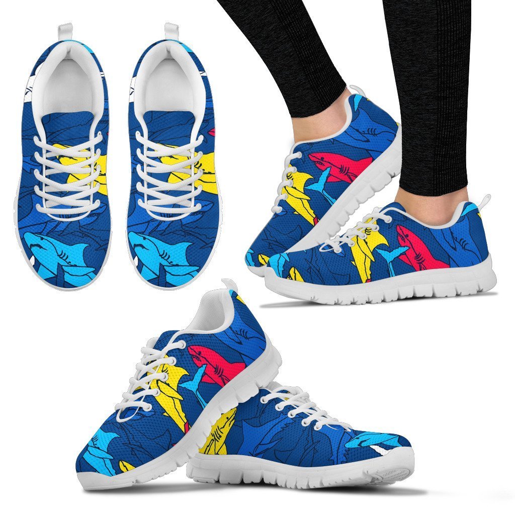 Shark Color Pattern Women Sneakers Shoes