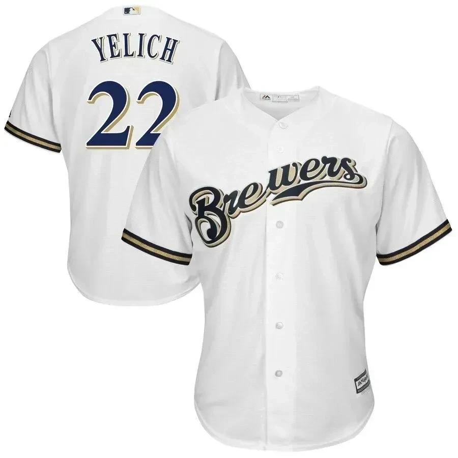 Christian Yelich Milwaukee Brewers Official Cool Base Player Jersey – White