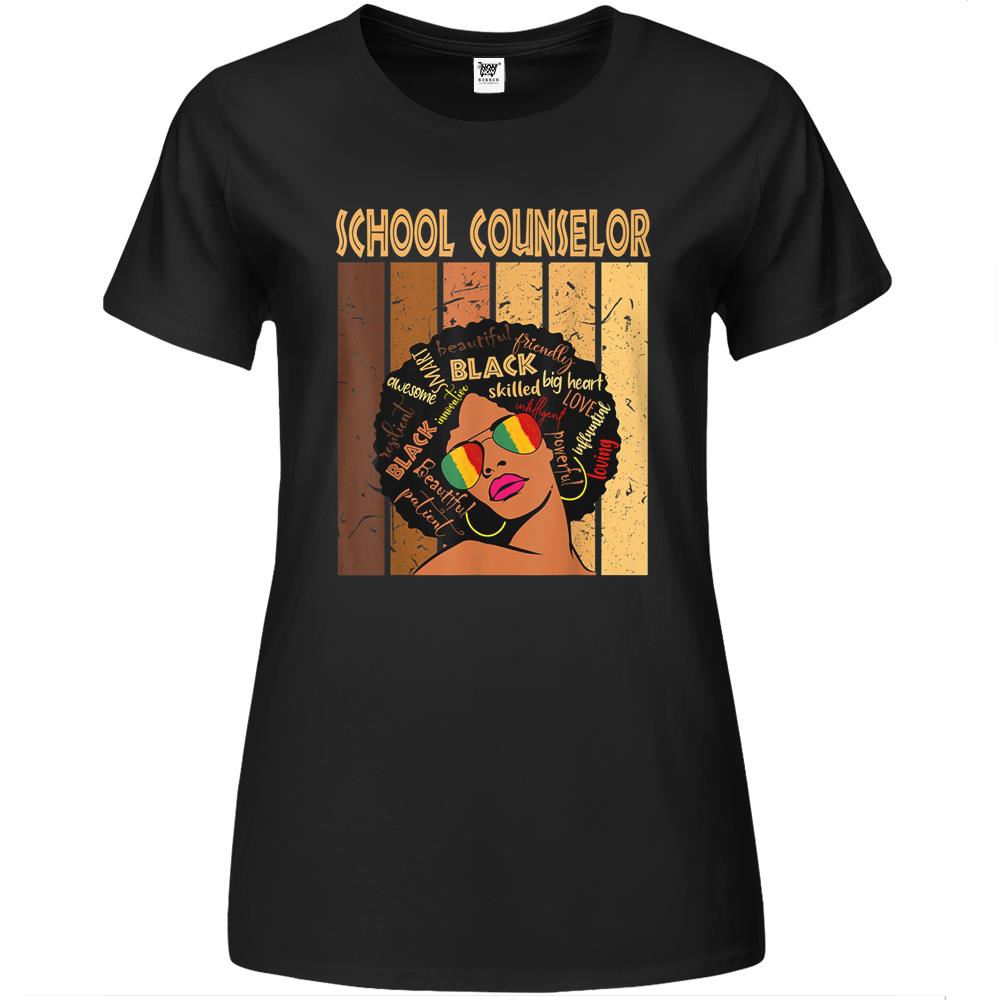 School Counselor Afro African American Black History Month Premium Womens T Shirts