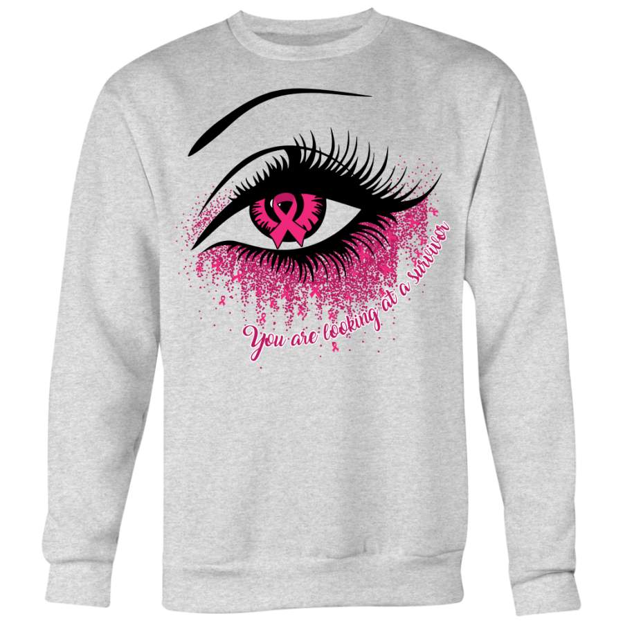 Breast Cancer Awareness Shirt, You Are Looking At a Survivor Ribbon Eye Shirt
