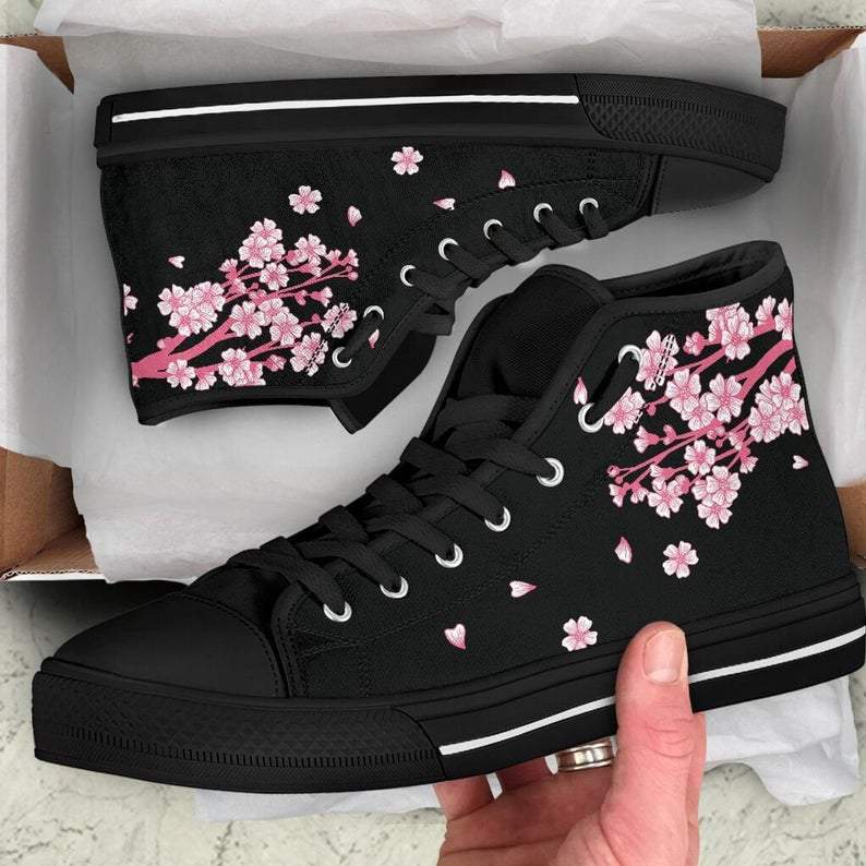 Sakura High Top Cherry Blossom High Top Shoes 23 Sneakers For Adults, High Top Shoes, Converse Style, Flower Shoes