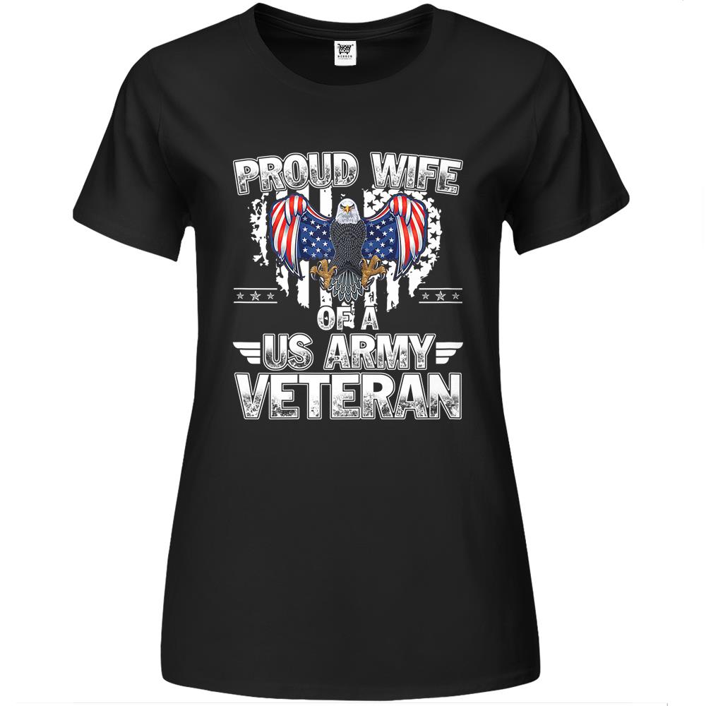 Womens Proud Wife Of A Us Army Veteran Shirt For Women Premium Womens T Shirts