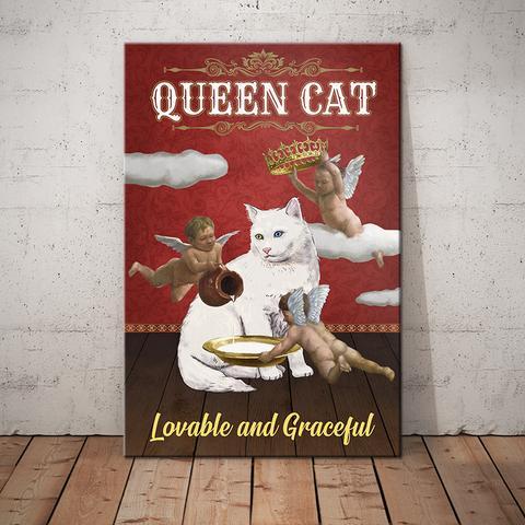 White Cat Poster Print, Canvas Wall Art, Canvas Poster Wall Decor
