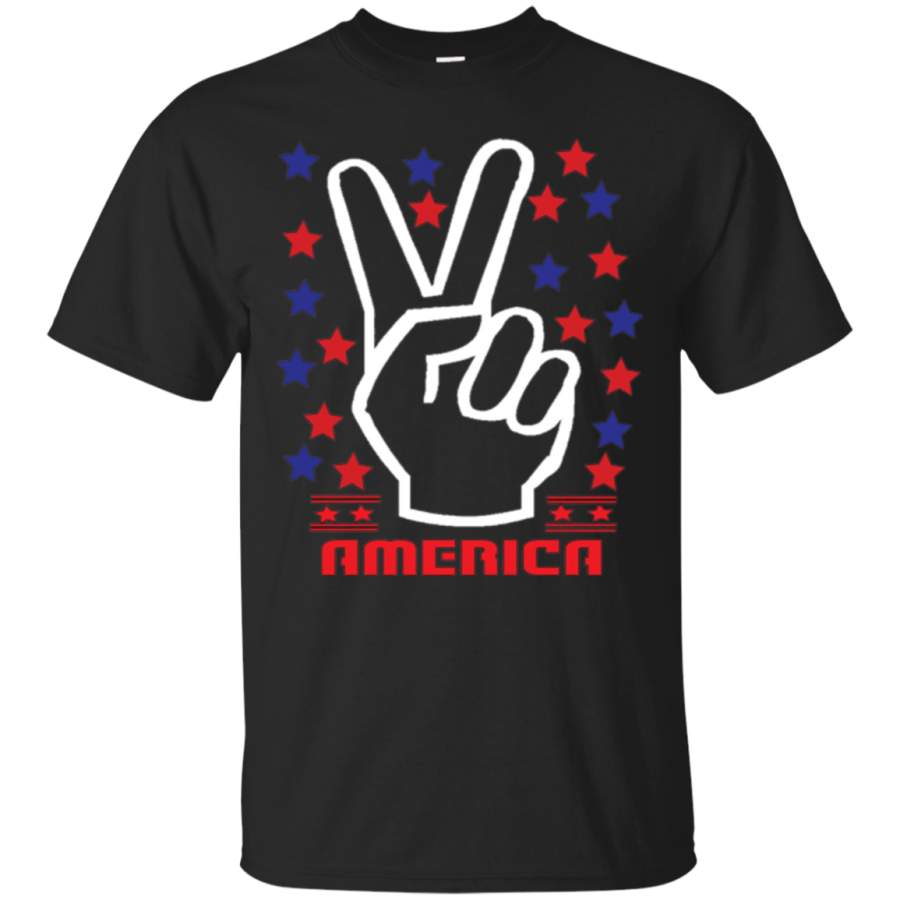 AGR America Red White and Blue Peace Sign T-Shirt for July 4th