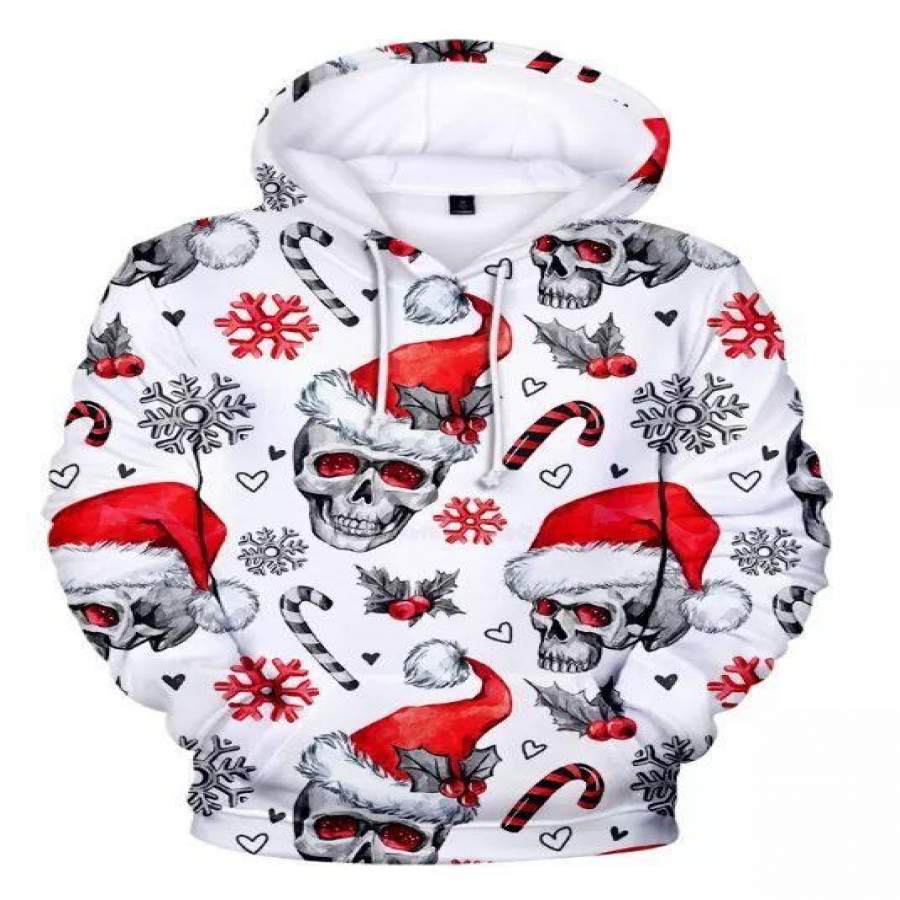 Christmas Skull Hoodie T-shirt Longsleeve US Unisex size