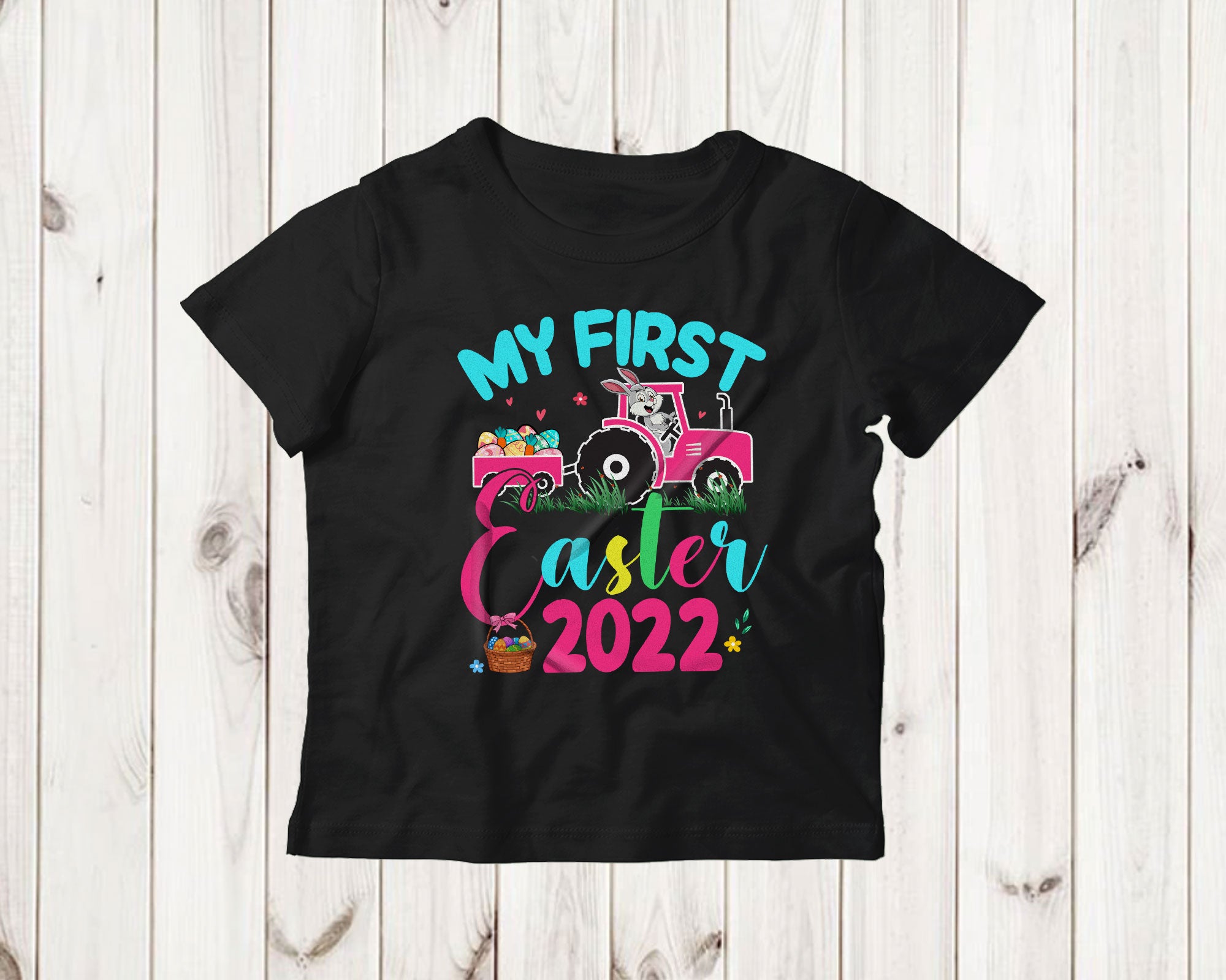 My First Easter 2022 Cute Easter Day Kids Bunny Riding Tractor Driver Farmer Lover Gifts T-Shirt