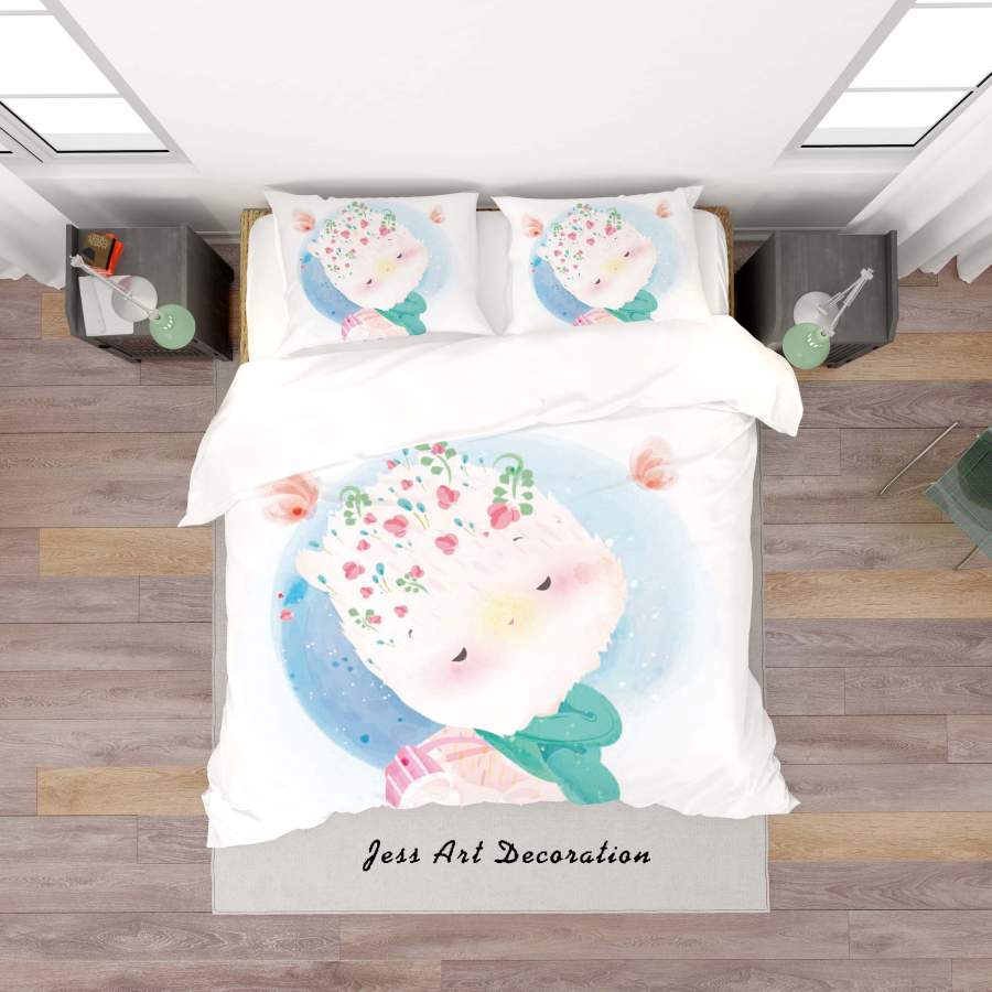 3D White Cartoon Animal Butterfly Quilt Cover Set Bedding Set Duvet Cover Pillowcases SF88