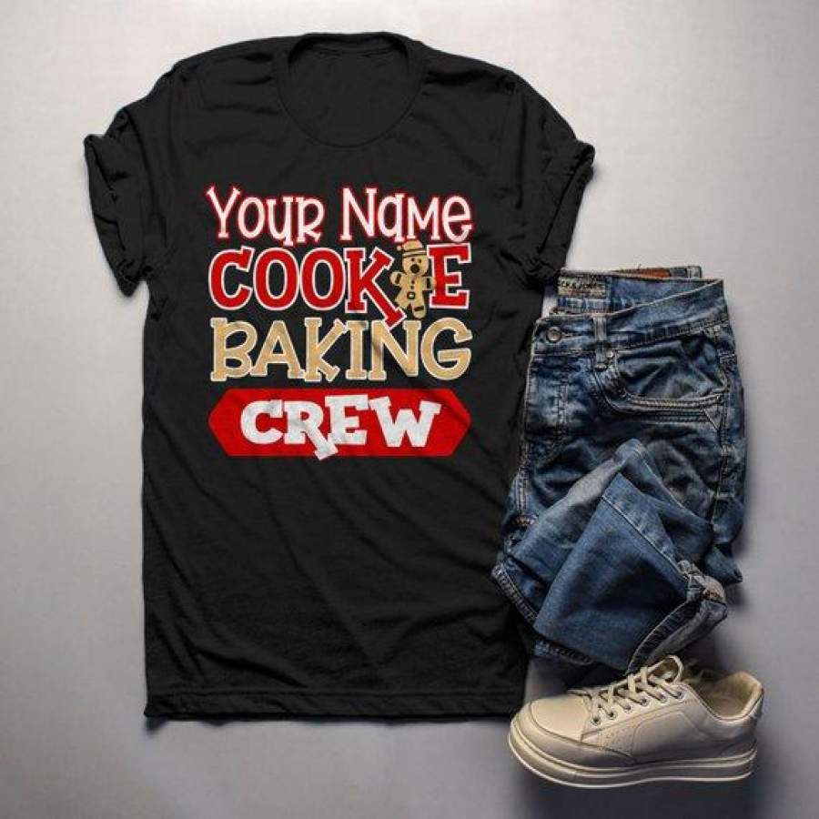 Men’s Personalized Christmas T Shirt Cookie Baking Crew Matching Xmas Outfit Custom Graphic Tee