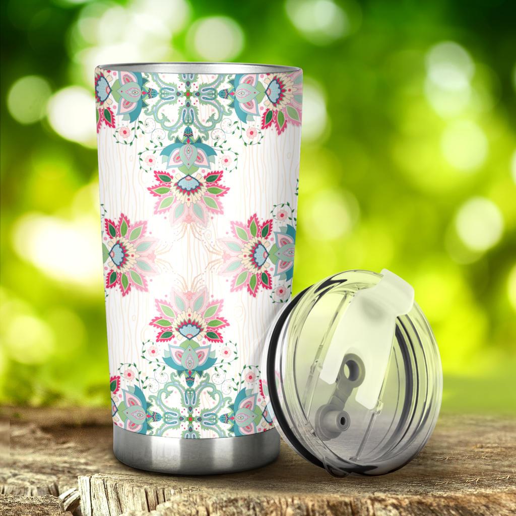 Square Floral Indian Flower Pattern Tumbler