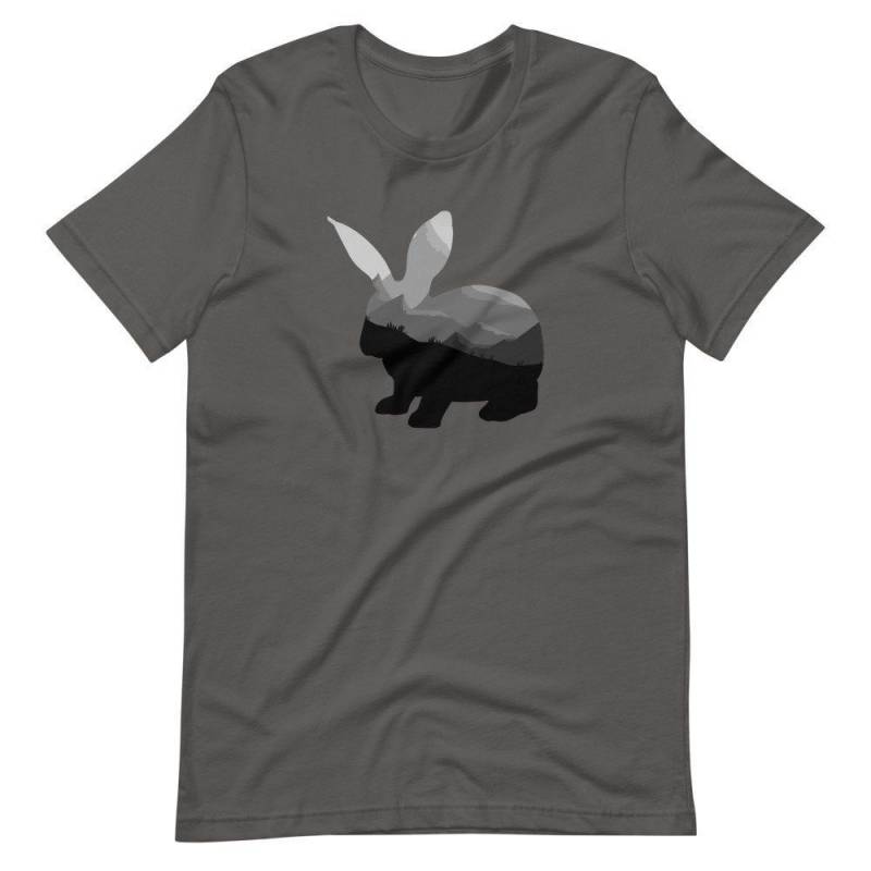 Crushtee Black Rabbit Humor Shirt | Double Exposure Funny Tee | Silhouette Surreal Nature Lover Design | Rabbit Graphic T Shirt | Rodent Lover Tees Long Sleeve Hoodie