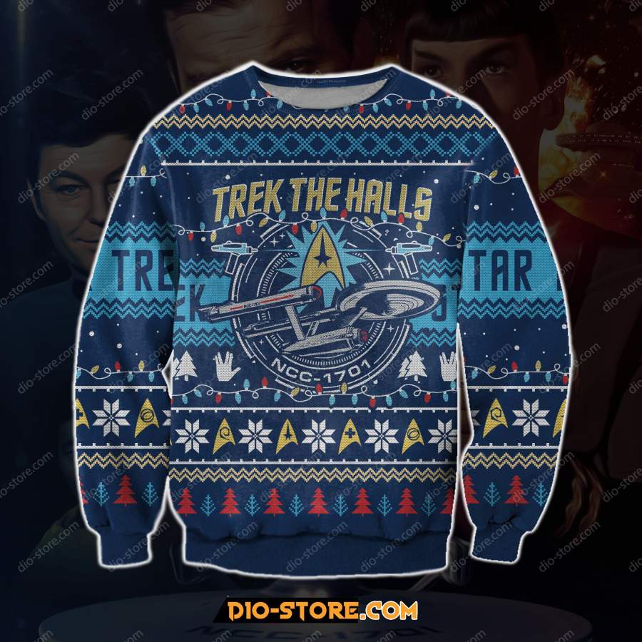 TREK THE HALLS 3D PRINT UGLY CHRISTMAS SWEATSHIRT