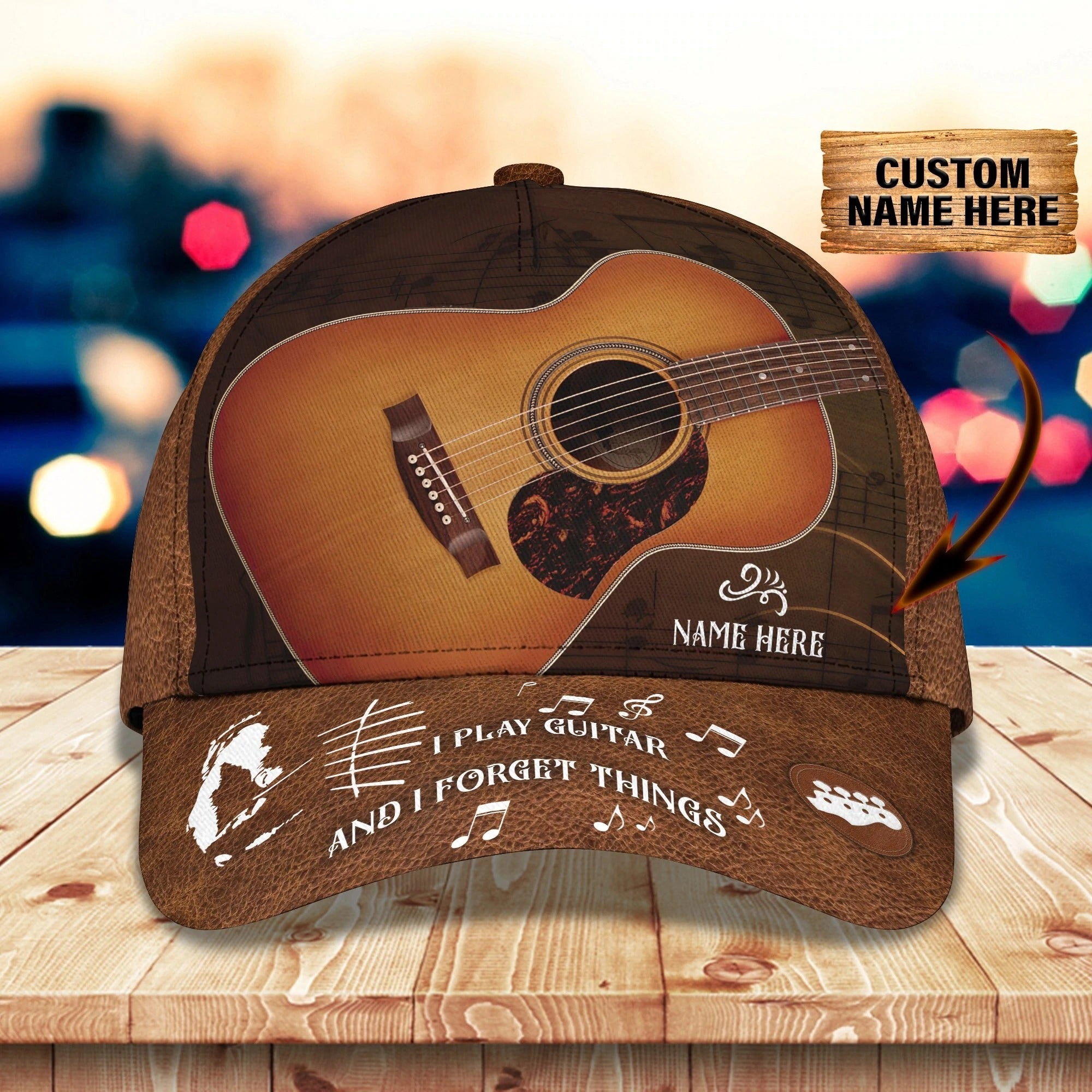 Custom Name Baseball Guitar Cap Hat, I Play Guitar And I Forget Things 3D Cap For Musican Guitarist Cap