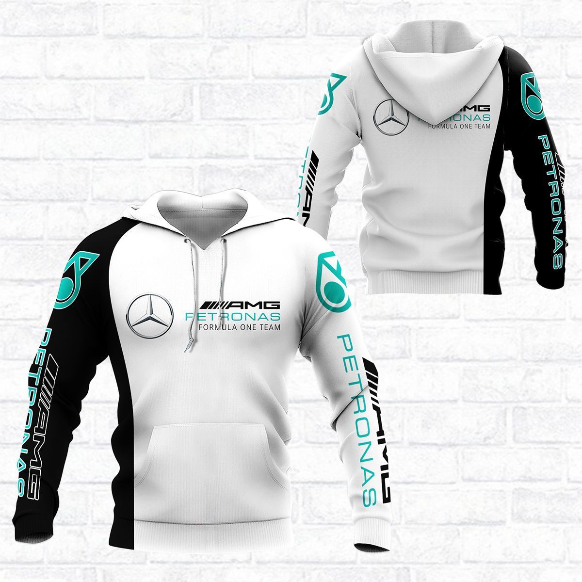 3D All Over Printed Mercedes-AMG Petronas F1  Shirts Ver 1 (White)