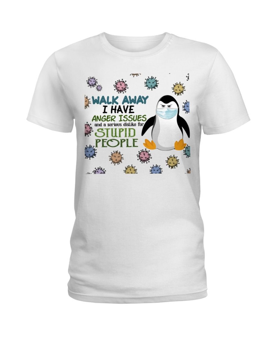 Penguin I Have Anger Issues Stupid People White T-Shirt