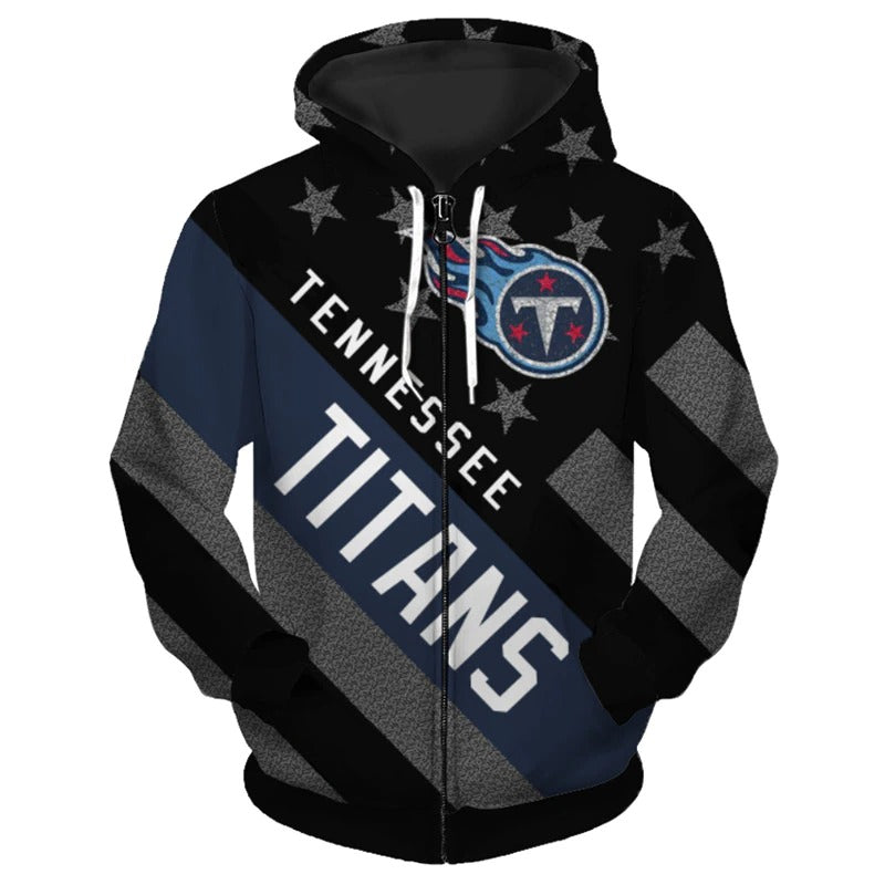 Tennessee Titans Zipper Hoodies Striped Banner