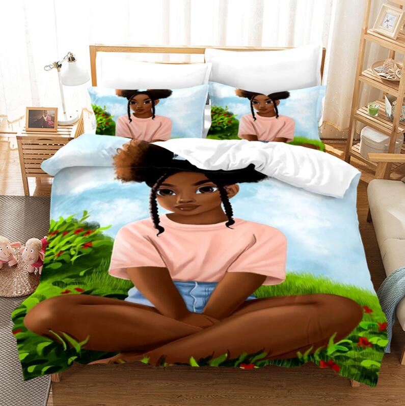 African 3D Print Bedding Set Cute Character Duvet Cover Set With Pillowcasee Twin Full Queen King Bedclothes