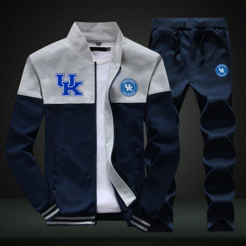 Kentucky Sweatshirt +Sweatpants Mens Clothing 2 Pieces Sets Slim Tracksuit