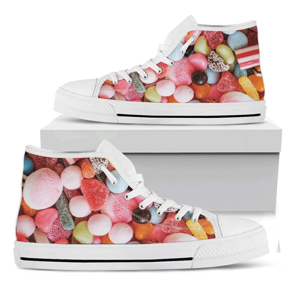 Colorful Candy And Jelly Print White High Top Shoes For Men And Women