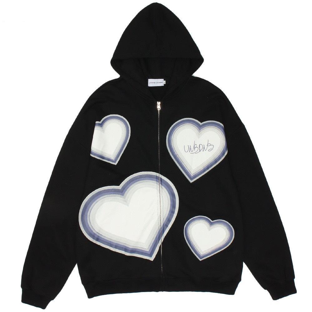 90s Aesthetic Sweet Girl Kawaii Heart-shaped Letter Printed Zipper Hoodie Women Y2k Sweatshirt Oversized Casual Loose Hoodie Top alx