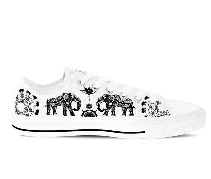 Ethnic Elephant White Version Tennis Low Top Shoes Sneakers Pn206279Sb