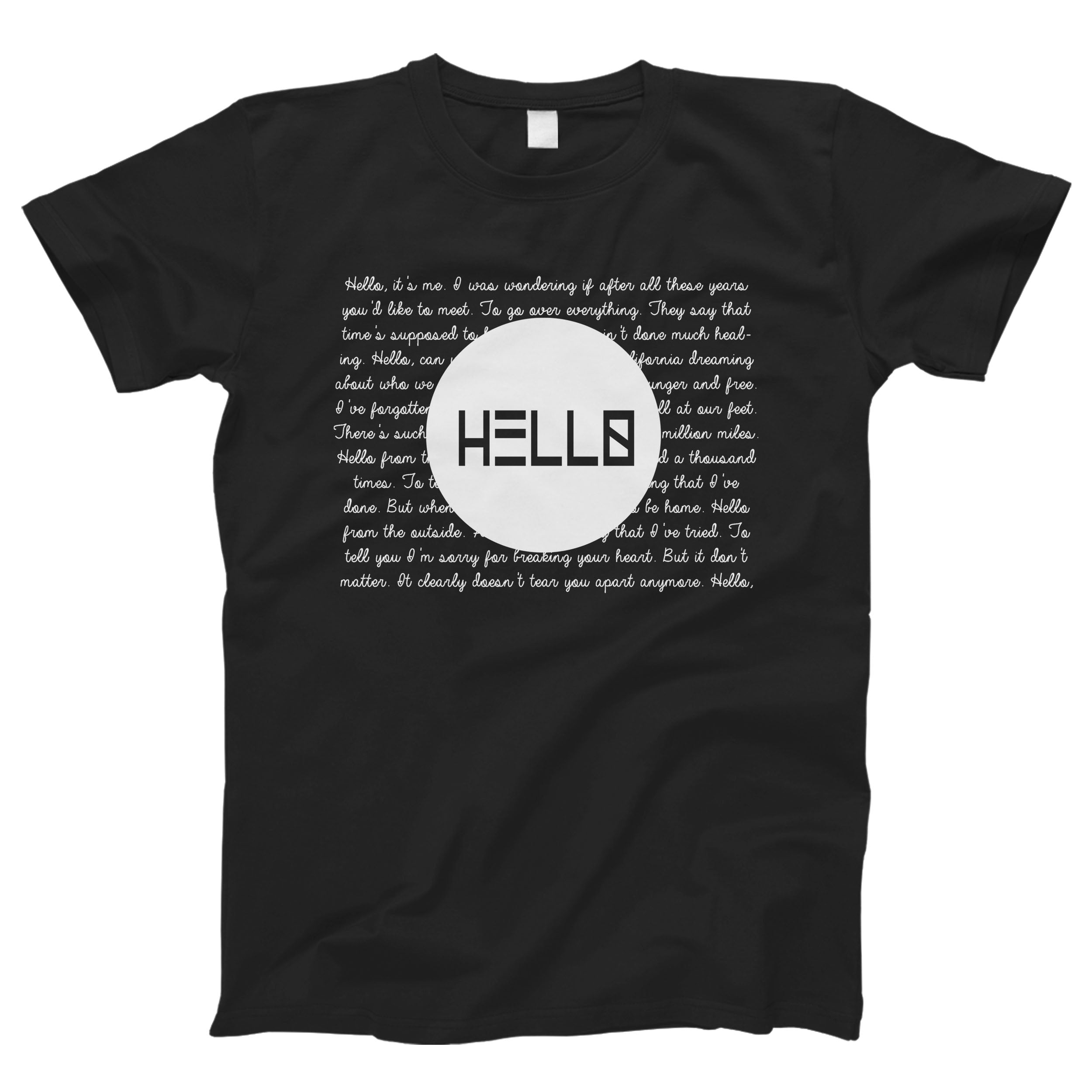 Adele Hello Lyrics All Lyrics Quote Man’s Tee T-Shirt