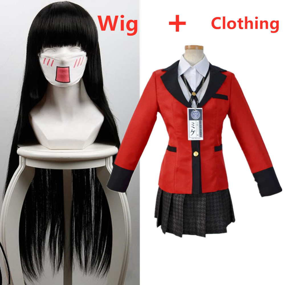 Anime Kakegurui Jabami Yumeko Cosplay Costumes Dress Sayaka Compulsive Gambler School Girl Vestido Halloween Costume Suit Wig alx