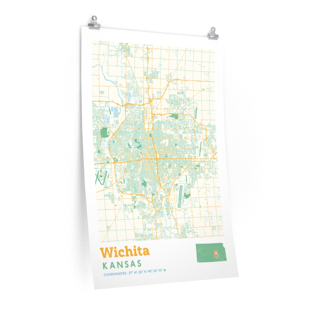 Wichita Kansas City Street Map Poster