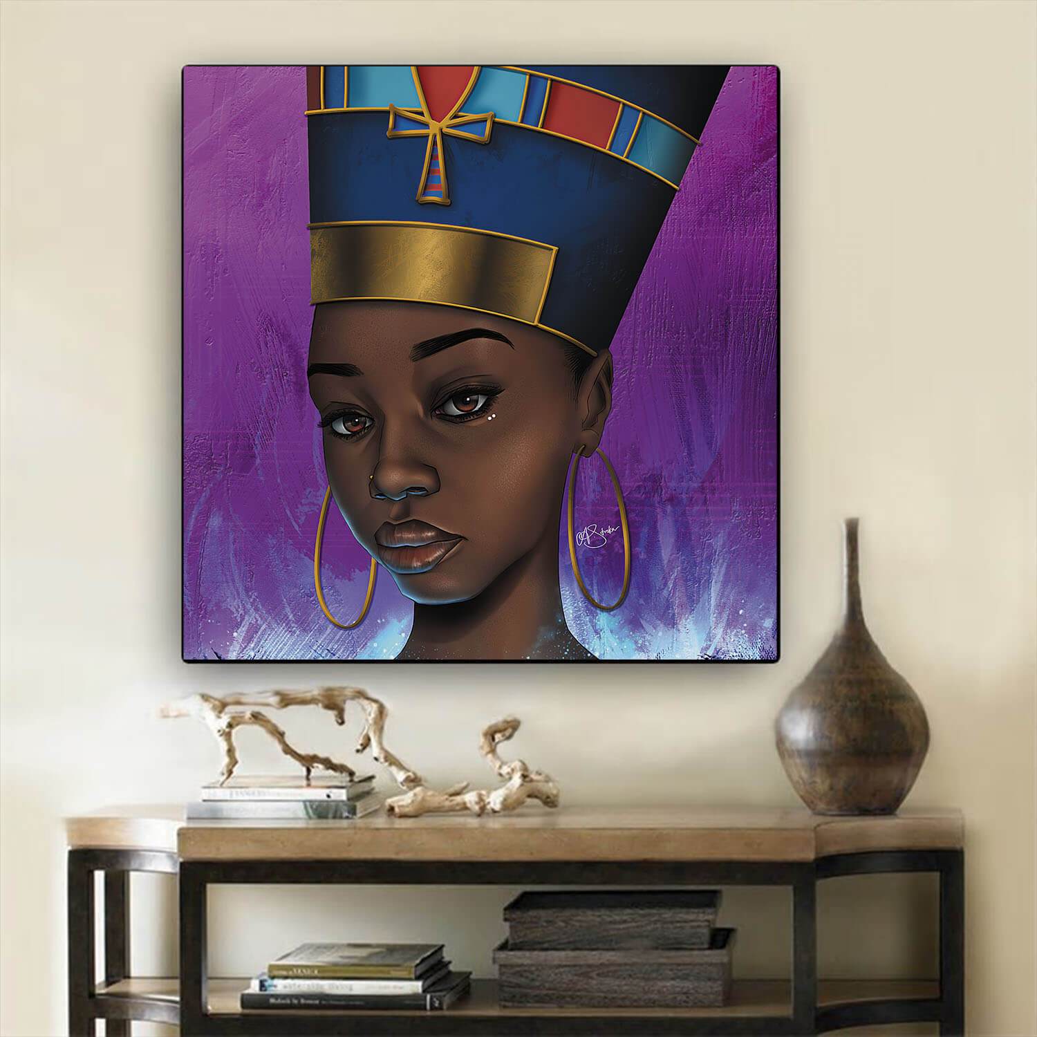 Black History Art Cute African American Woman Black History Canvas Art Afrocentric Home Decor Ideas BPS45727