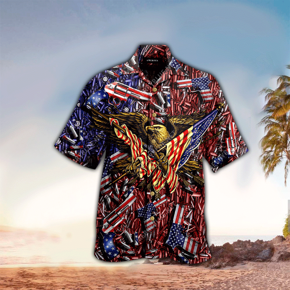 Eagle American Flag These Colors Run They Reload Hawaii Aloha Shirt Ha15559