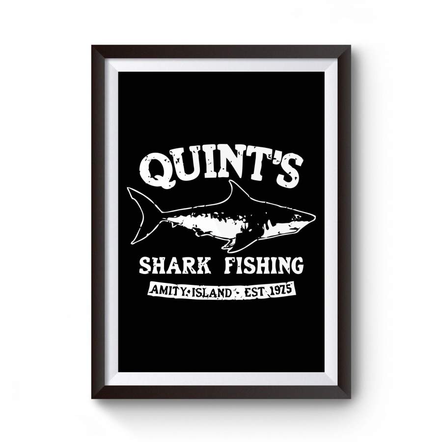 Jaws Horror Movie Shark Tooth Fishing Funny Quint’s Amity Island Est 1975 Poster