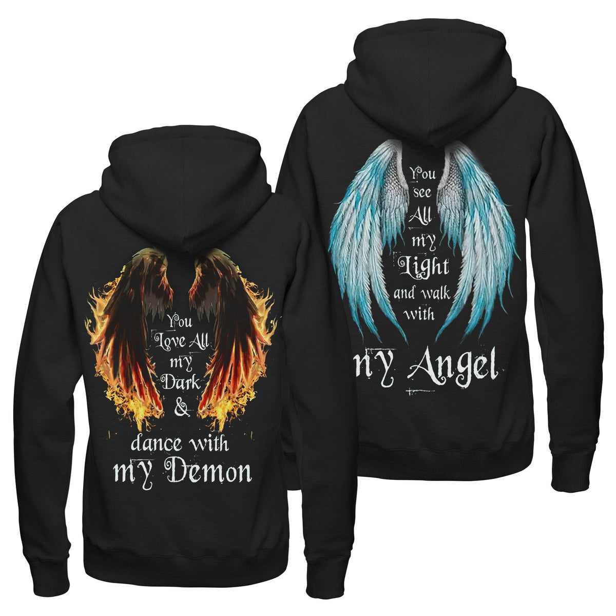 You Love All My Dark You Love All My Light Hoodie, Demon And Angel Hoodie, Matching Couple Hoodies, His And Her Hoodie, Valentine’S Day Gifts