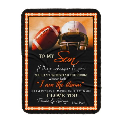 Personalized Gifts For Son  From Mom Football Ultra-Soft Christmas Gift Ideas Quilt Sherpa Blanket