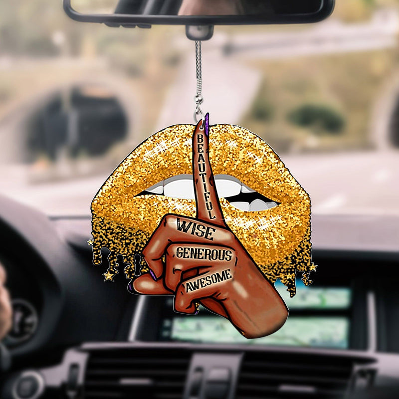 African American Glitter Lips Car Hanging Ornament