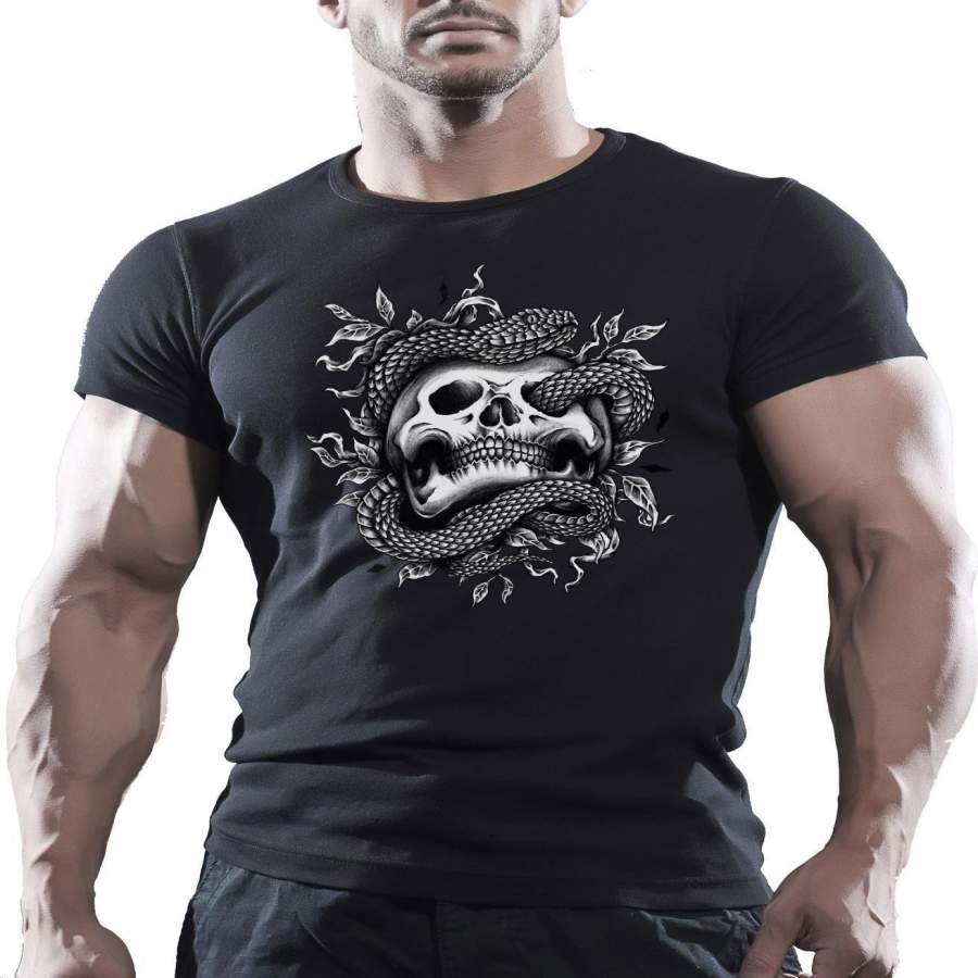 Serpente Skull Combattimenti Arti Marziali Workout Motivante Men Short Sleeve T Shirt