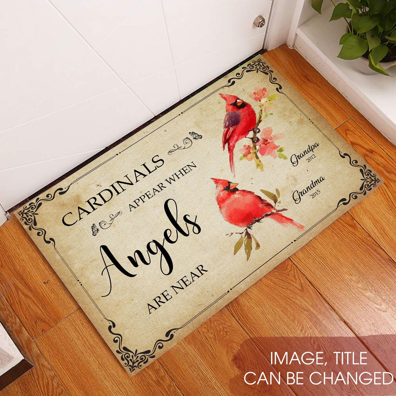 Cardinals Appear When Angels Are Near Memorial All Over Printing Rubber Base Doormat