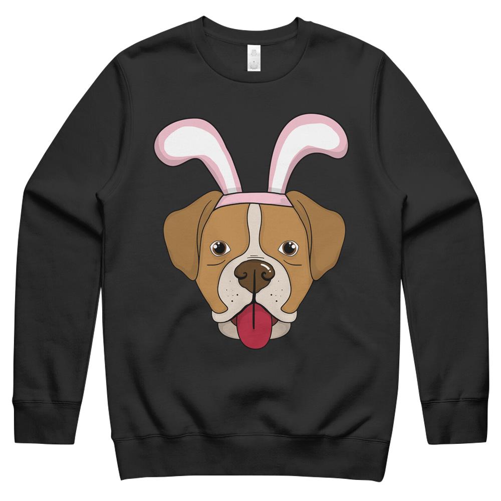 Cute Easter Boxer Dog Bunny Ears Rabbit Crewneck Sweatshirt