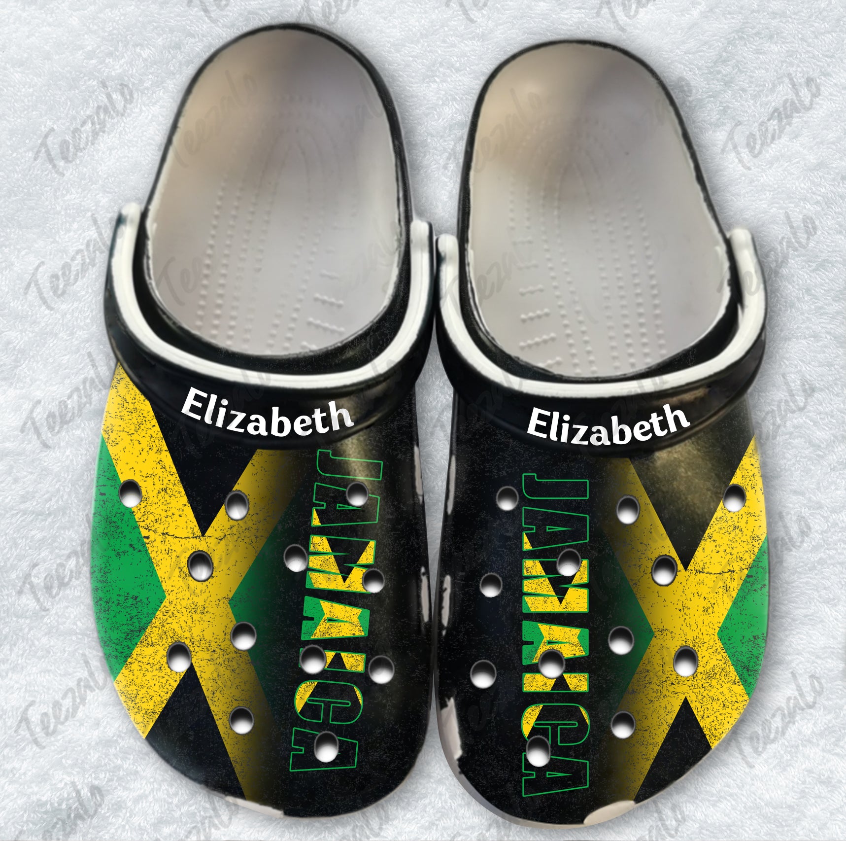 Jamaica Personalized Clogs Shoes With A Half Flag