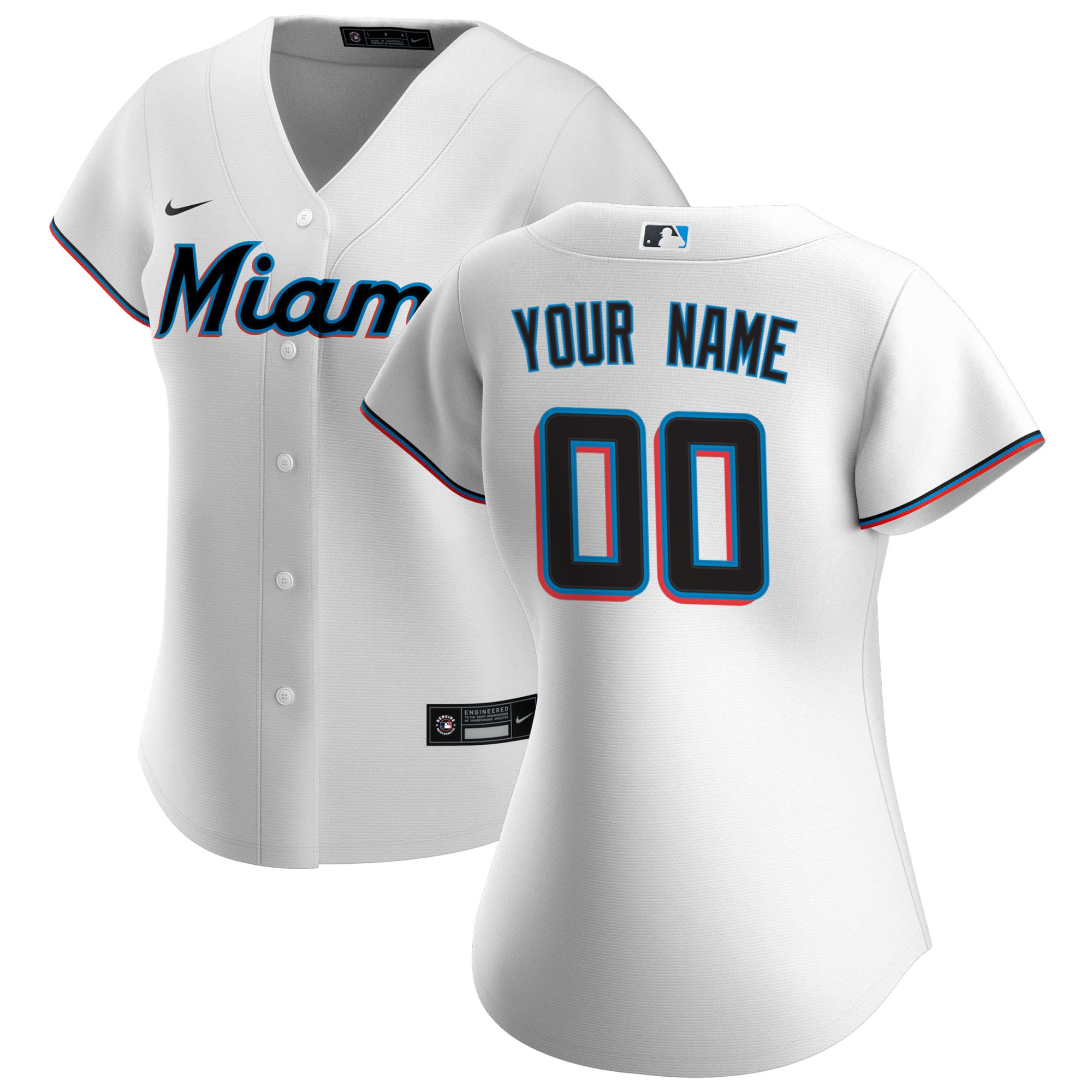 Women’s Miami Marlins White Home Custom Jersey