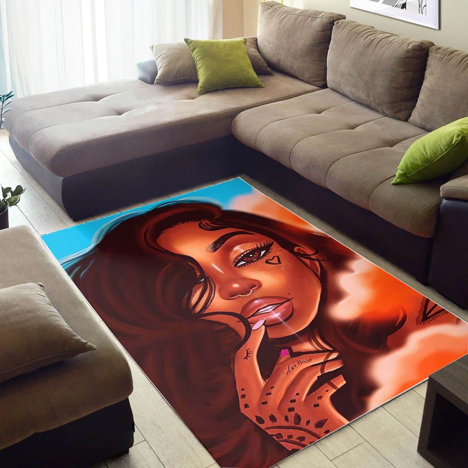 African Rugs Pretty Afro Lady African Design Floor Rug Afrocentric Living Room Ideas WBG14770