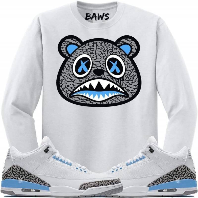 Unc Elephant Baws Long Sleeve Sneaker T-Shirt Jordan Retro 3 Unc 2020