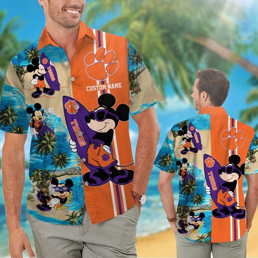 Clemson Tigers Mickey Name Personalized Tropical Hawaiian Shirt