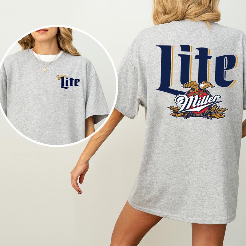 Vintage 90s Lite Miller Beer T-Shirt White Graphic Tee, Retro Beer Print, Soft Casual Womens Shirt, Classic Beverage Apparel
