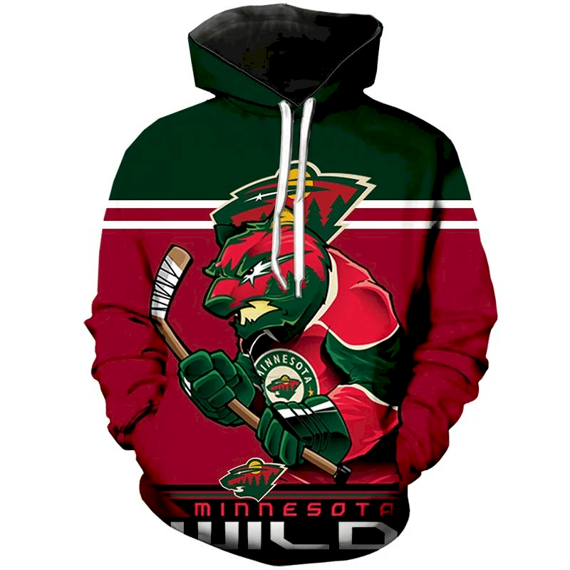 Minnesota Wild Hoodie Mascot 3D Printed Custom