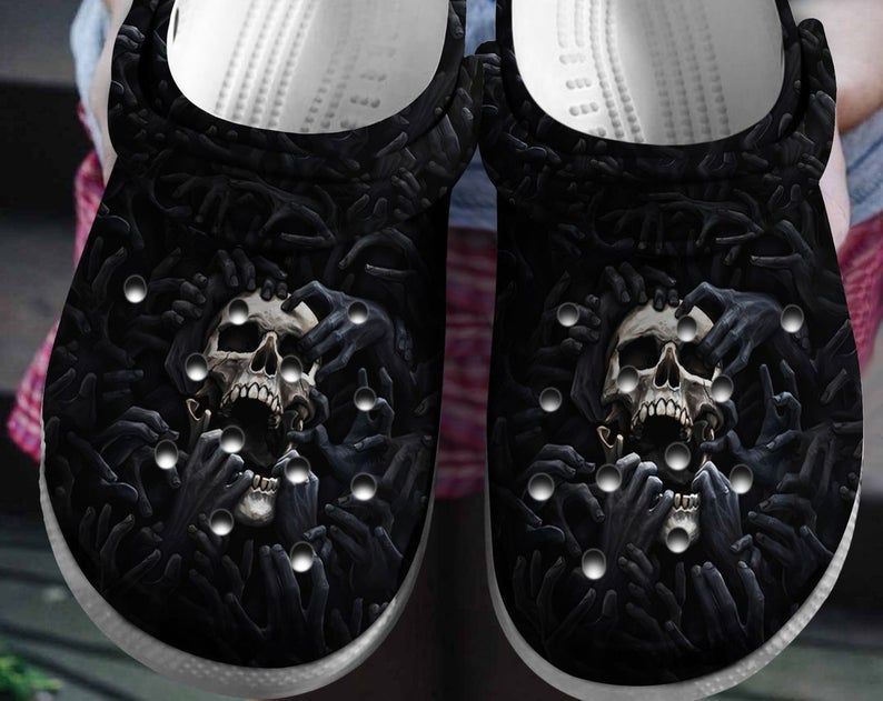 Skull Dark Night Crocs Crocband Clog Comfortable For Mens Womens Classic Clog Water Shoes