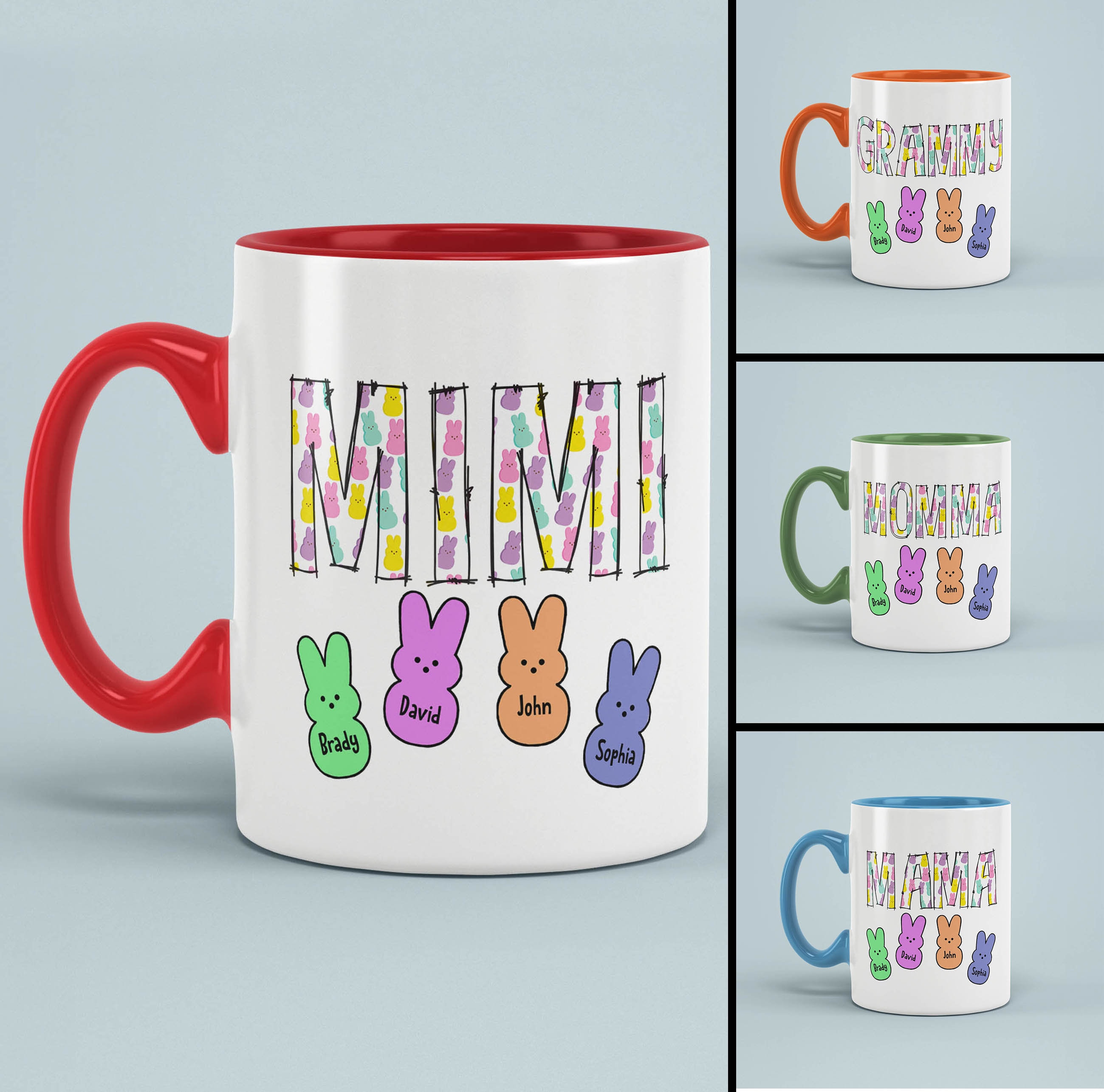 Mimi Easter Mug, Personalized Easter Peep Mug, Cute Easter Mug, Mother’s Day Gift, Gift For Mom, Grandma, Gift From Kids.