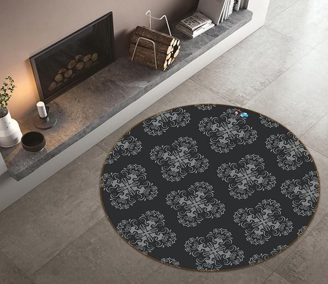 3D Black Cross 249 Round Rug – Round Carpet Home Decor