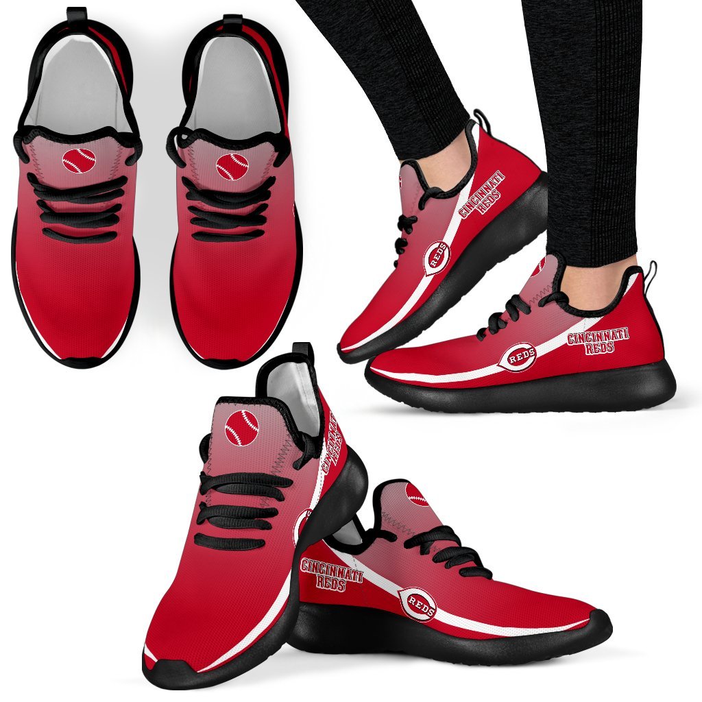 Style Top Logo Cincinnati Reds Mesh Knit Sneakers