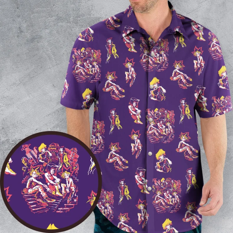 Yu Gi Oh Characters Patterns Hawaiian Shirt