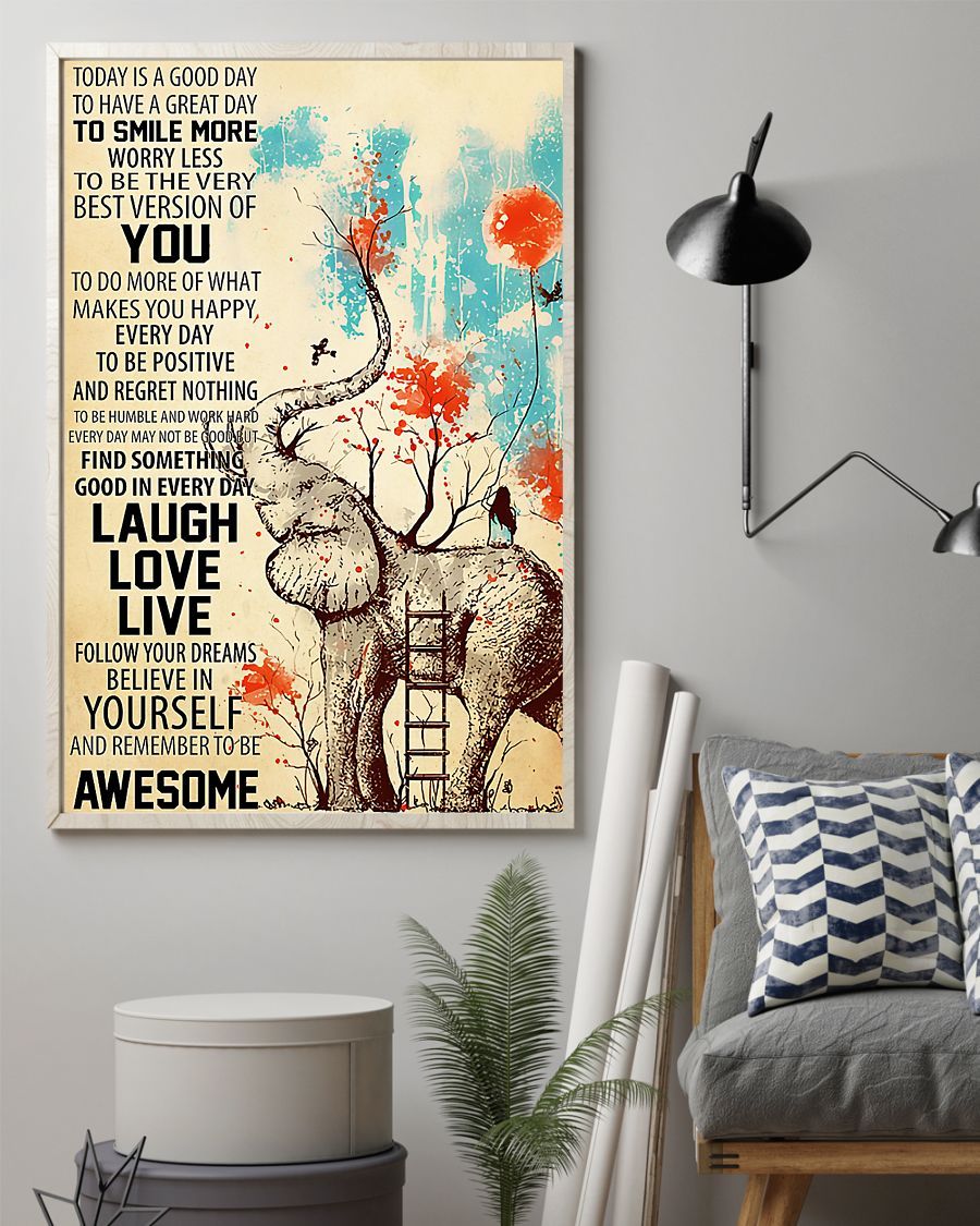 Elephants Remember To Be Awesome Vertical Canvas And Poster | Wall Decor Visual Art