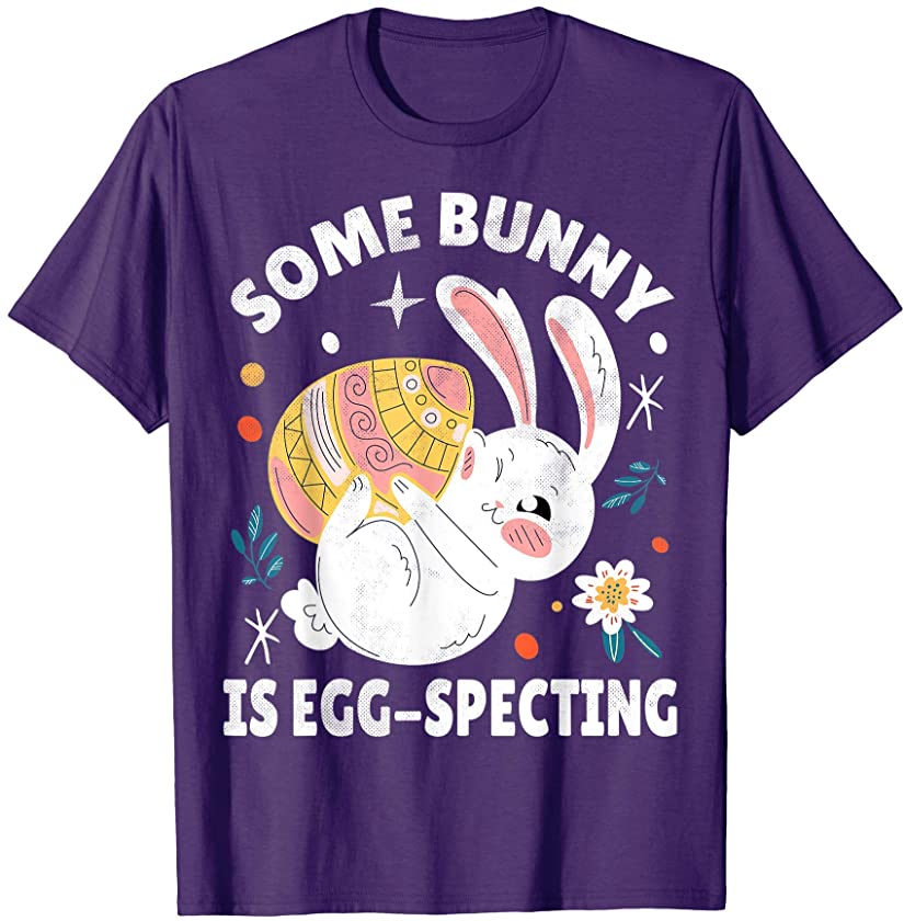 Some Bunny is Eggspecting Purple Shirt Pregnancy Baby Bunny T-Shirt